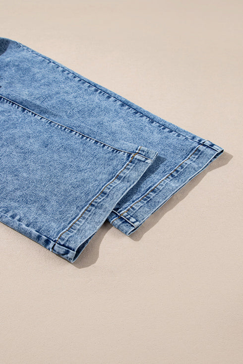 Patch Pocket Straight Leg Loose Fit Jeans